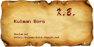 Kulman Bors névjegykártya